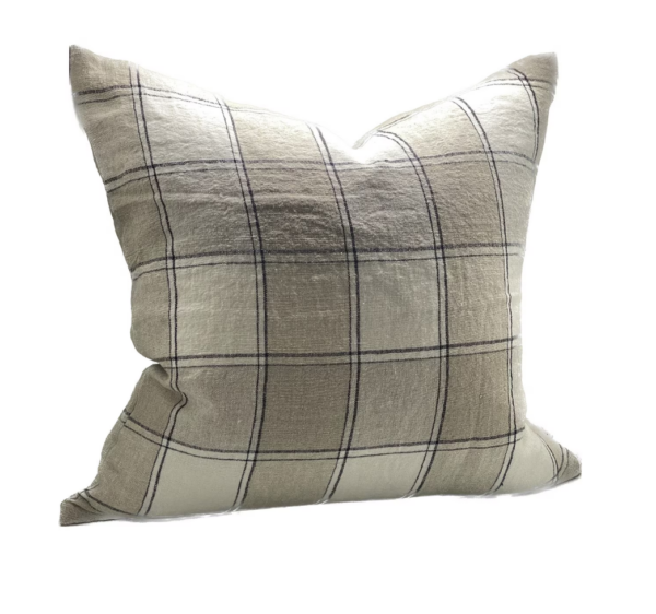 LINEN CUSHION  - NATURAL CHECK