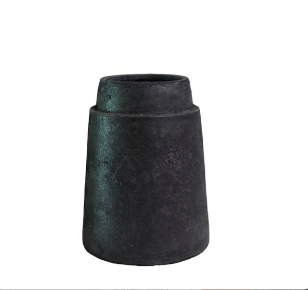 Earthenware Tapered Vessel - Aged Black