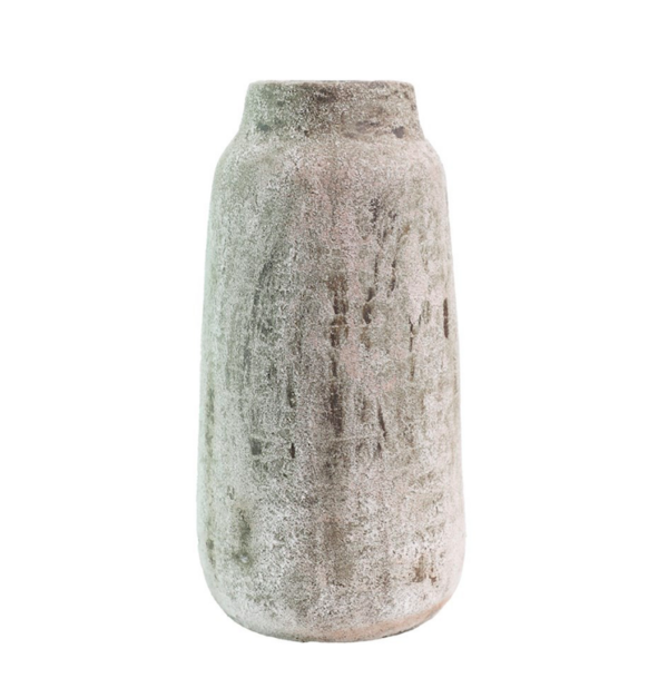 Earthenware Tall Wide Mouth Vessel - Aged Natural