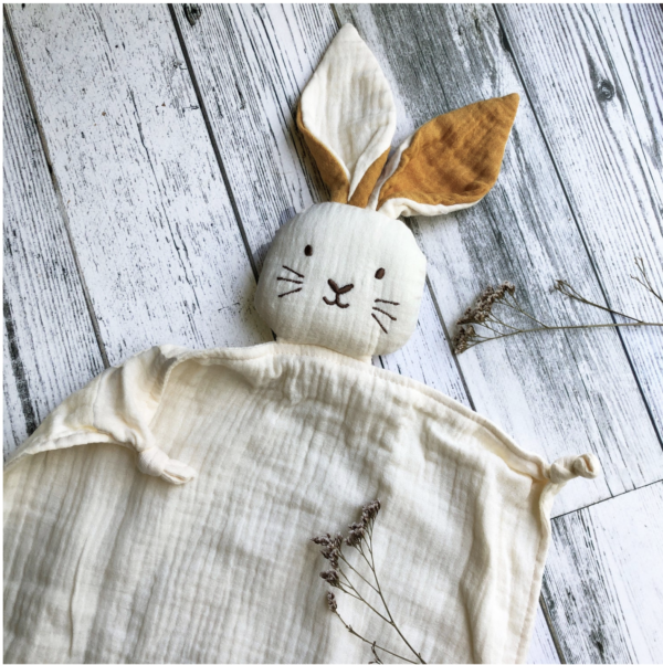 Organic Muslin Bunny Lovey Milk with Saffron ears - Image 2