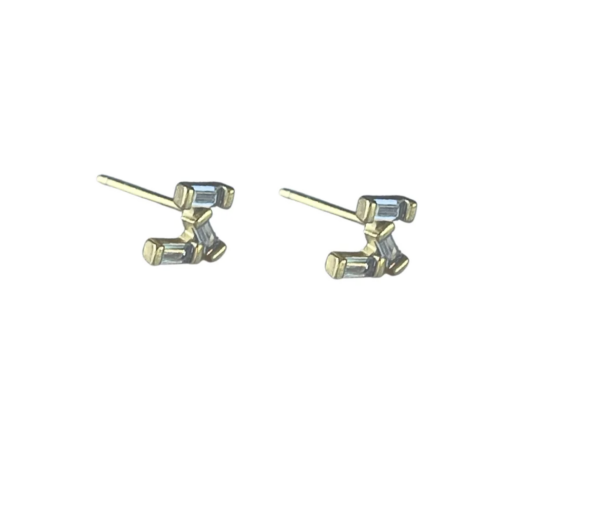 Earring Set - Baguette Sleepers and Triple Baguette Studs - Image 2