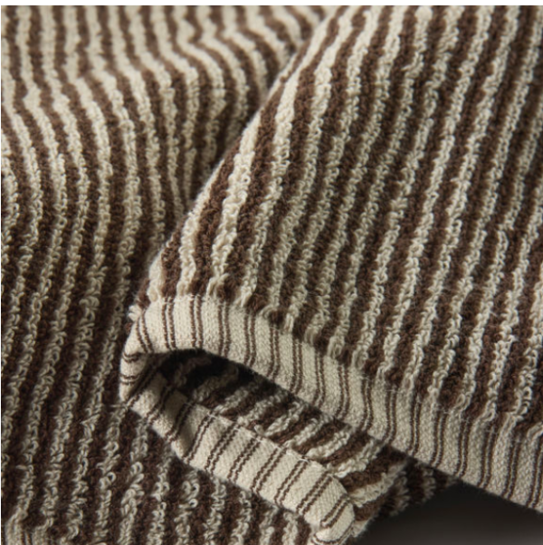 Stripe Cotton Bath Mat Cocoa/Bone - Image 2