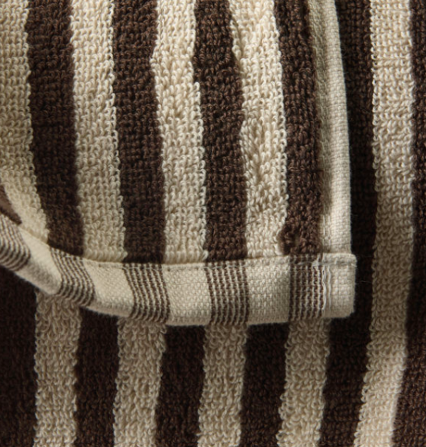 Wide Stripe Cotton Face Cloth Cocoa/Bone - Image 3