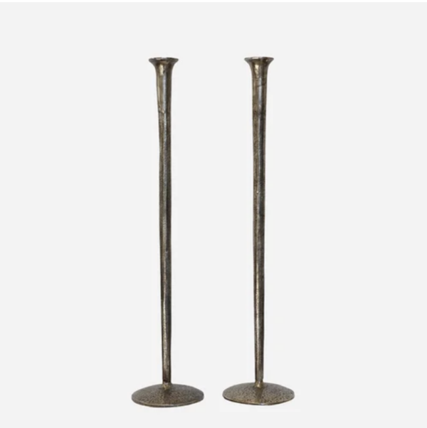Hammered Candlestick Aged Pewter