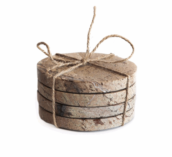 Marble Round Coasters - Pink Taupe S/4