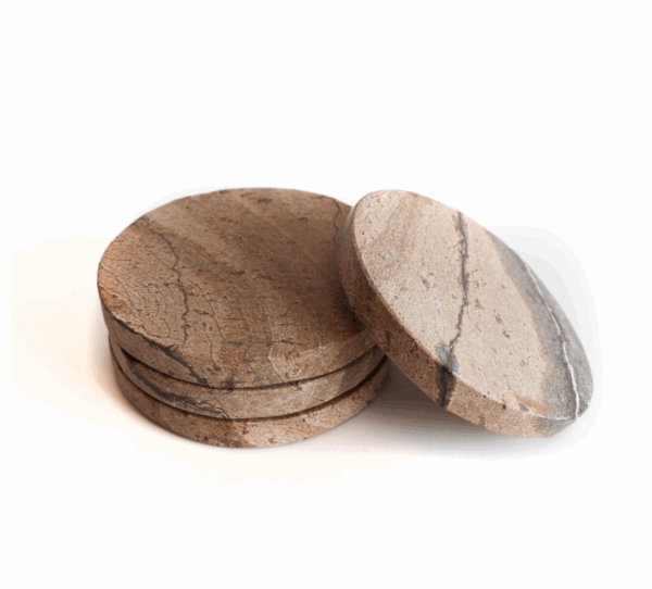 Marble Round Coasters - Pink Taupe S/4 - Image 2