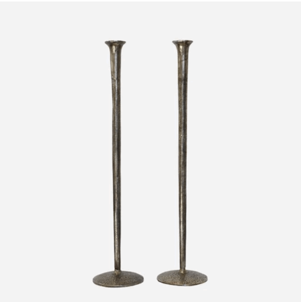 Hammered Candlestick Aged Pewter