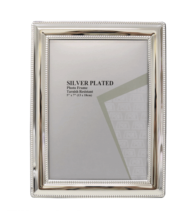 Photo Frame Silver Plated with Embossed Detail 5 x 7"