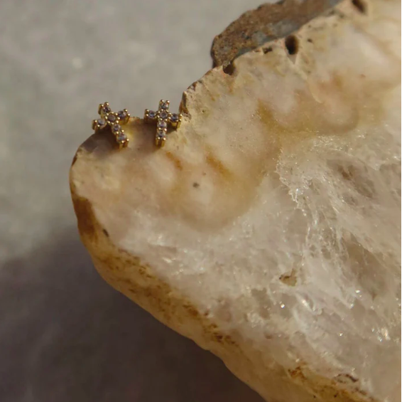 Earrings | Tiny Cross Stud - Image 3