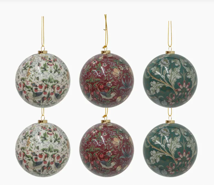 Vintage Pattern Hanging Balls Mixed Colours (6PC)