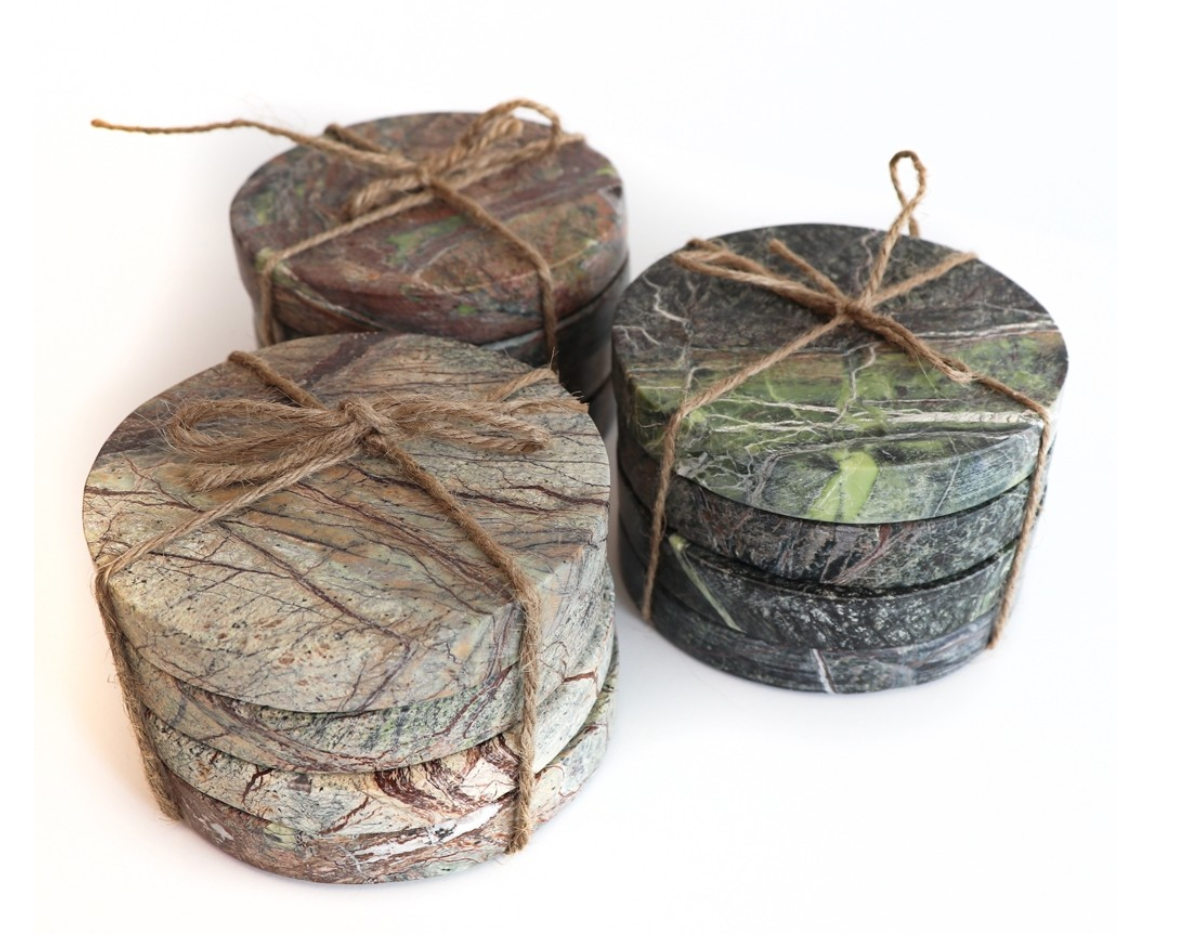 Marble Round Coaster - Forest Green S/4 - Image 2