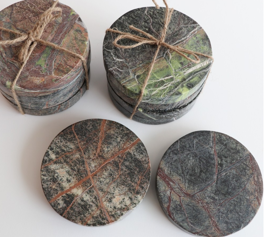 Marble Round Coaster - Forest Green S/4 - Image 3