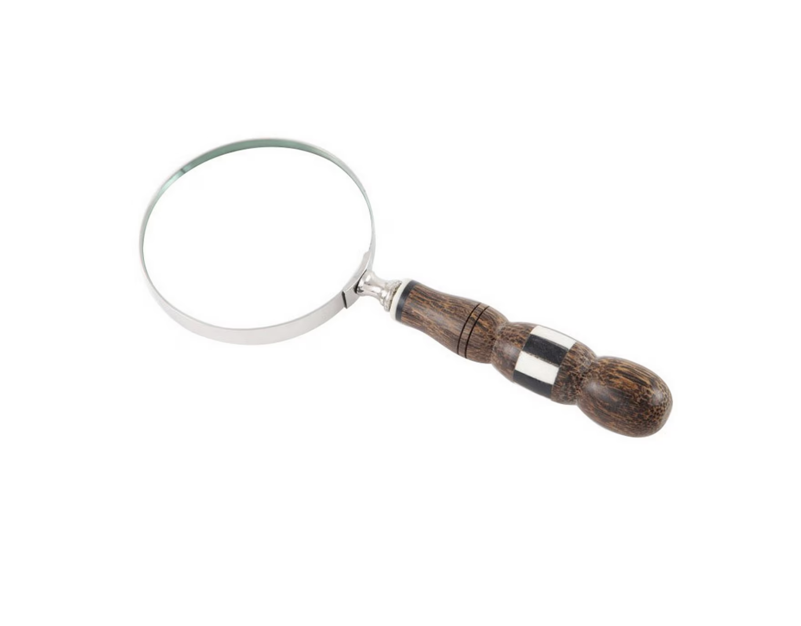 BRASS ALUMINIUM MAGNIFIER W/ WOODEN HANDLE