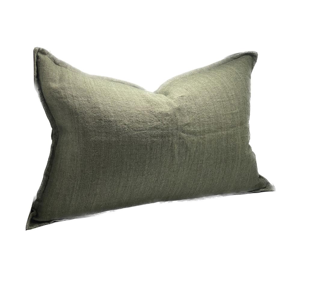 LINEN CUSHION 40x60cm - DUSTY OLIVE
