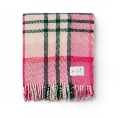 Ruanui Station Pukehapua Pink Check Wool Throw