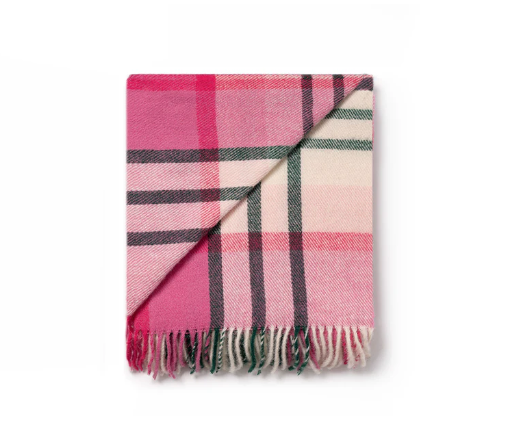 Ruanui Station Pukehapua Pink Check Wool Throw - Image 2