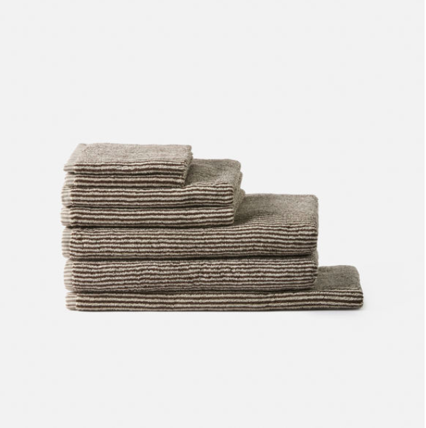 Stripe Cotton Bath Towel Cocoa/Bone