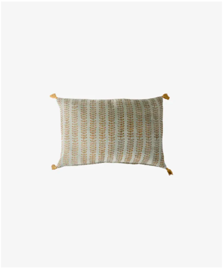 Leaf Handblock Velvet Cushion with feather inner - Image 2