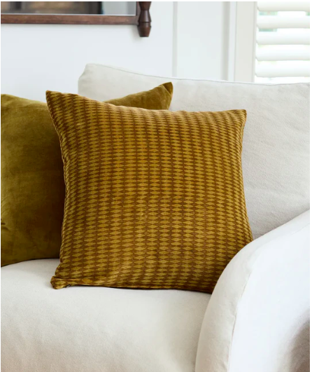 Tobacco Diamonds Handblock Cushion with feather inner