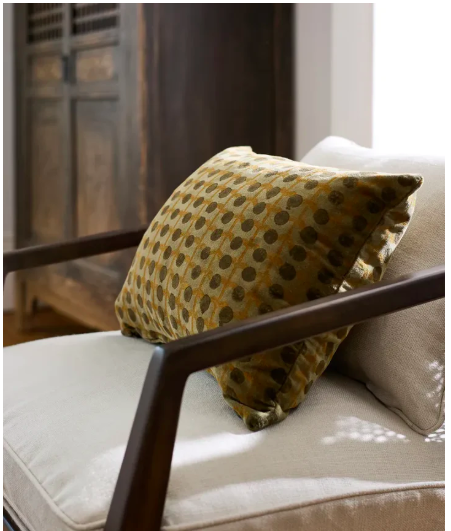 Dots Handblock Velvet Cushion with feather inner