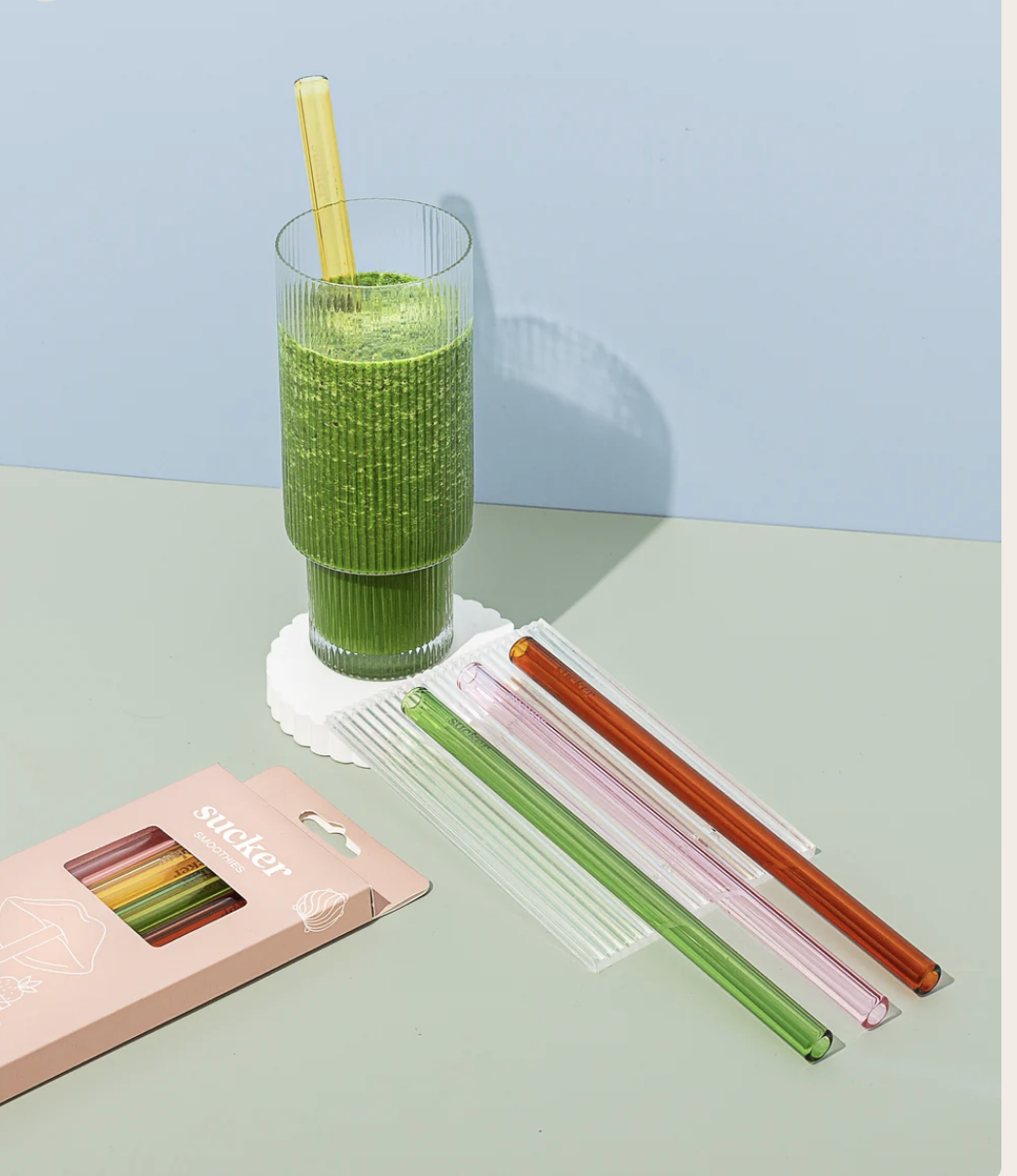 Reusable Glass Smoothie Straws - Multi-colour - Image 3