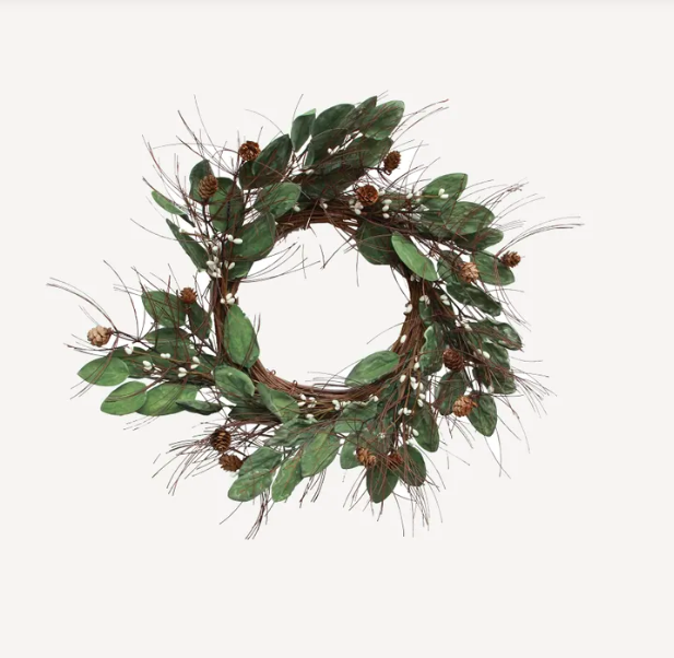 White Berry & Pinecone Wreath Small