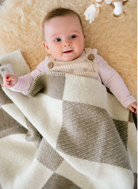 Beige Check Heritage Baby Blanket - Image 2