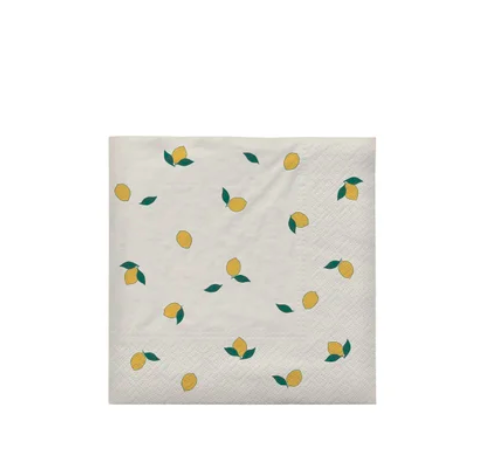 BROSTE Paper Napkin Lemon - Off White/Yellow